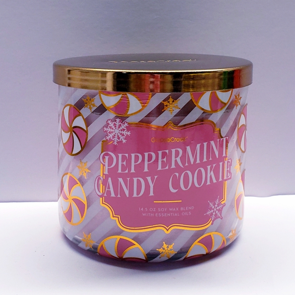 Goose Creek PEPPERMINT CANDY COOKIE Large 3-Wick Scented Candle, 14.5 oz